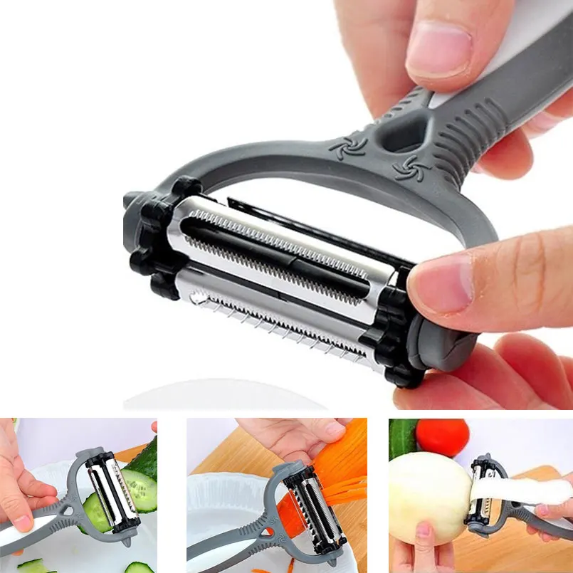 

3 In 1 Peeler Fruit Vegetable Cutter Multifunctional 360° Rotating Cutter Kitchen Tool