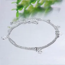 Простой дизайн два круглых шарма 925 Серебряный ножной браслет для женщин ножной браслет лодыжки браслеты ювелирные изделия