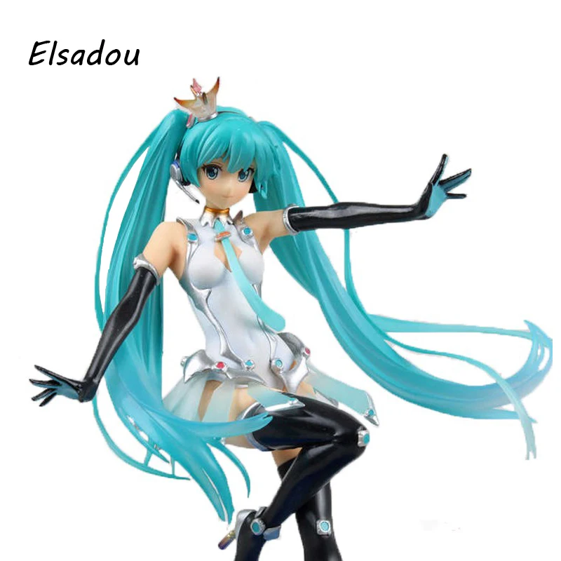 

Elsadou Hatsune Miku Action Figures Crown Racing Series Collection Toy Doll