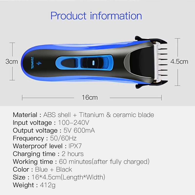 Riwa бренд электрический триммер для стрижки волос Титан и керамическое лезвие перезаряжаемый станок для стрижки волос CE сертифицированный P42