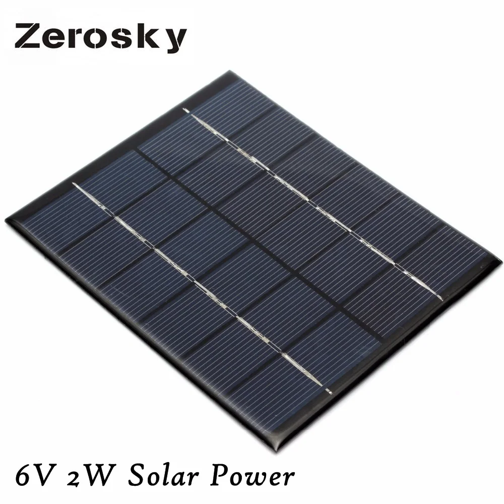 Zerosky Универсальный 6V2W 330 мА/ч Панели Солнечные DIY Солнечное зарядное устройство
