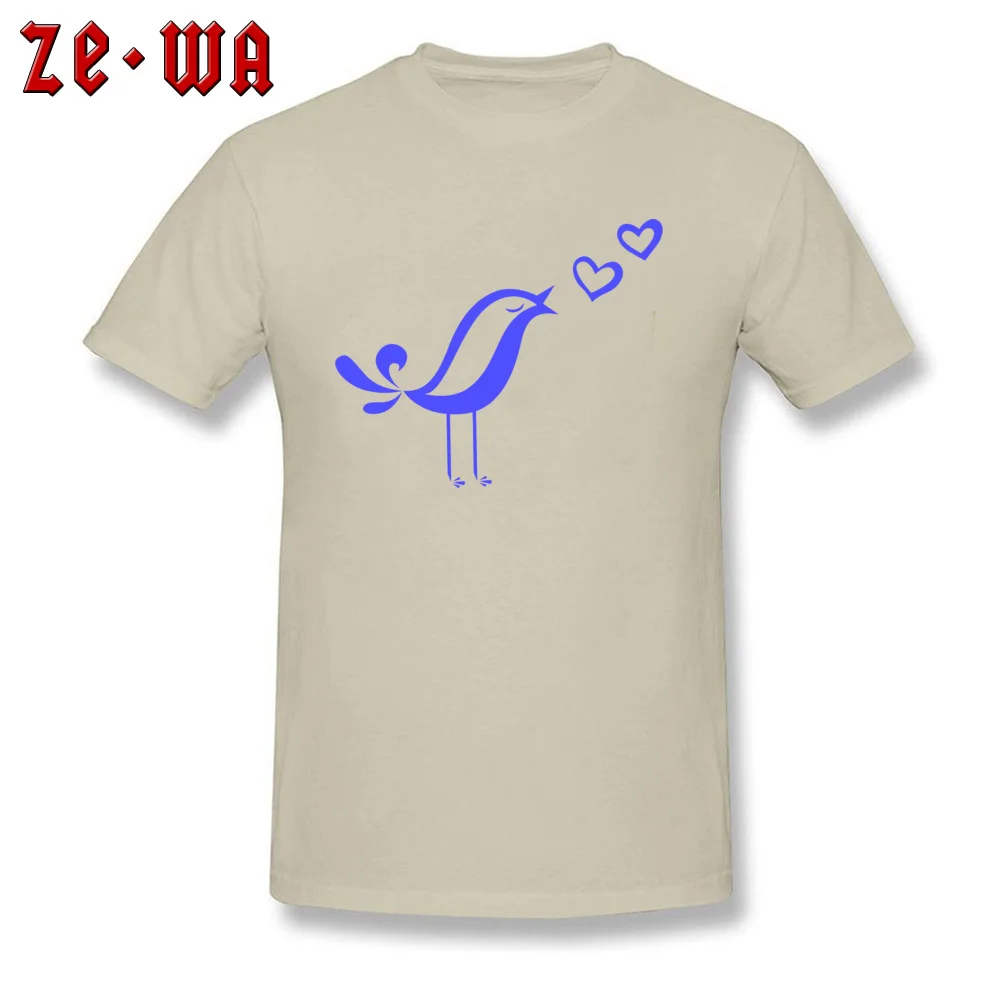 Love Song Birds Tops Tees Hip Hop Crew Neck Design Short Sleeve 100% Cotton Fabric Men's T-Shirt Gift Tee-Shirts Love Song Birds  beige