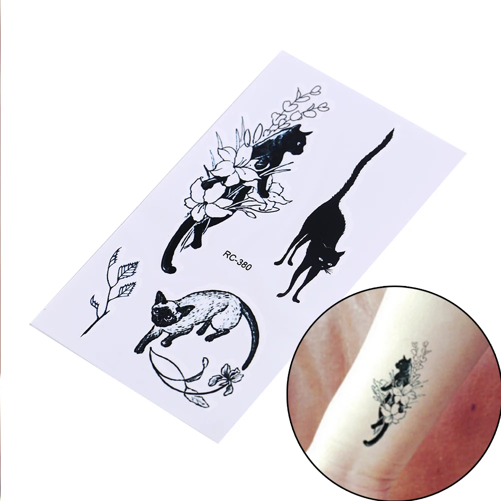 10,5*6 см водостойкая поддельная хна безболезненная тату-Наклейка Сексуальная черная кошка временная татуировка боди арт рука флэш-тату наклейка s
