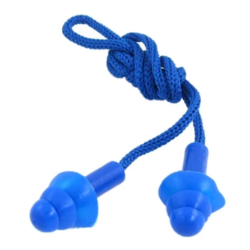 

Nylon 23.8" String Swimming Flexible Silicone Ear Plugs Earplugs Blue