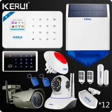 Kerui W18 wifi GSM SMS приложение управление охранная домашняя сигнализация Сенсорная панель домашняя система охранной сигнализации 1080P камера wifi Солнечная Сирена