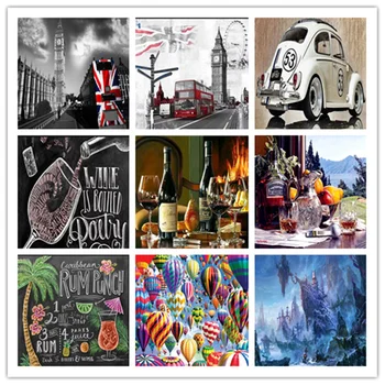 

%5d diy diamond embroidery mosaic diamond painting cross stitch needlework Kits Home decor full diamond car wine hot air balloon