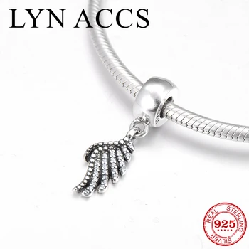 

New like Angel wings 925 Sterling Silver clear CZ fine Charm Pendant Beads Fit Original Pandora Bracelet fashion Jewelry making