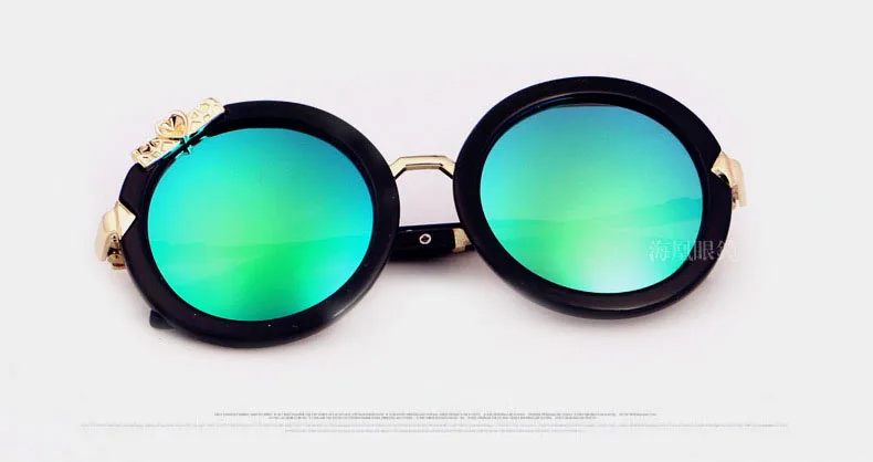 Брендовые дизайнерские винтажные круглые очки детские для девочек и мальчиков милые детские UV400 зеркальные Kawaii сердце заклепки солнцезащитные очки N582