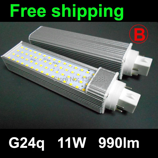 

G24 pl led Lamp 11W SMD2835 60LEDS downlight light bulb bombillas 110V 220V Warm White/ White High Power Free shipping 2pcs/lot