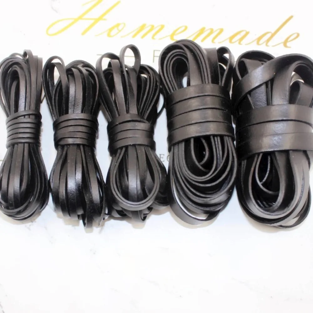 

REGELIN 2meter Black/Coffee Cow Leather Strap Findings 3/4/5/8/10mm Flat Leather Cord String Rope DIY Necklace Bracelet Making