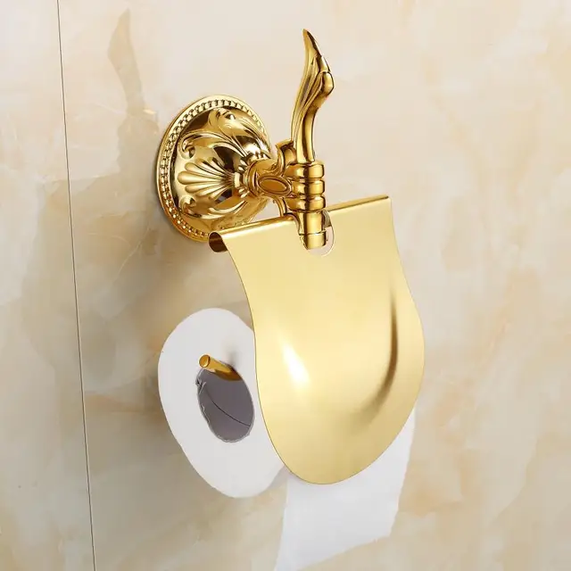 Antique Gold Bathroom Accessories Sets Golden Carved Bathroom Hardware