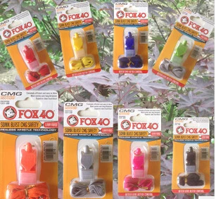 

240pcs/lot Colorful Fox 40 Whistle With CMG mouthpiece and lanyard In Yellow Blister Packing