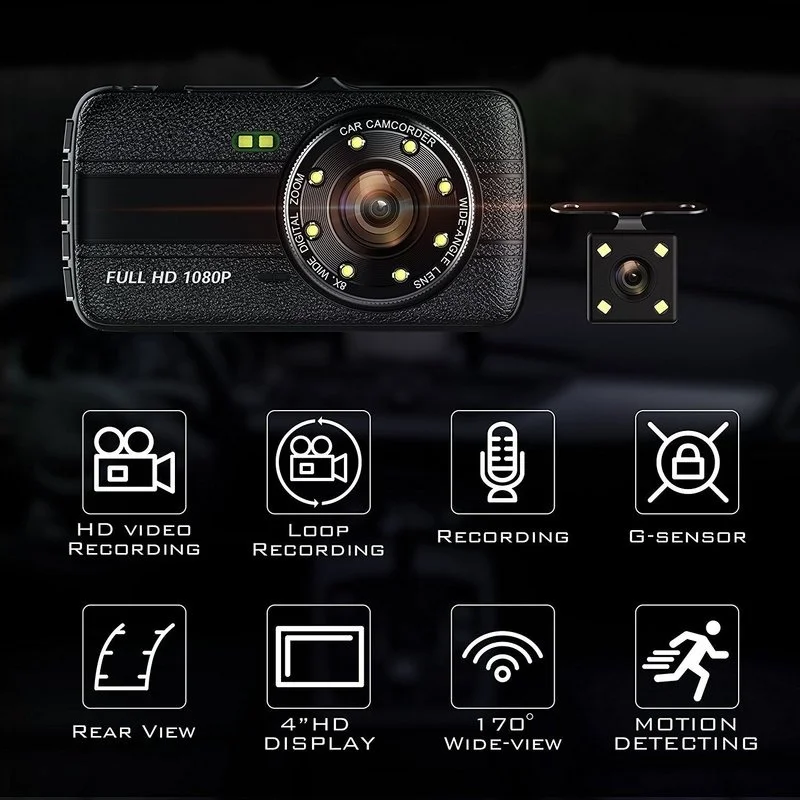 Автомобильный видеорегистратор с двумя объективами 4 дюйма Full HD 1080P