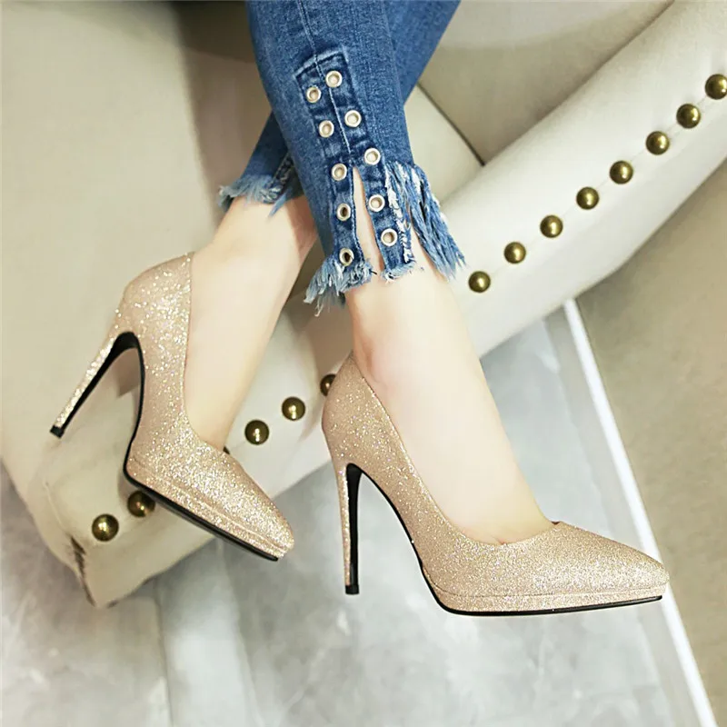 

Doratasia Brand design Big Size 45 best Quality sexy 11cm high heels party women's Shoes Woman Elegant Spring bling Woman Pumps