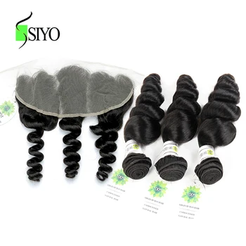 

SIYO Malaysian Loose Wave Bundles With Lace Frontal Closure 3 Bundles Human Hair Weave Non Remy Hair Frontal Closure With Bundle