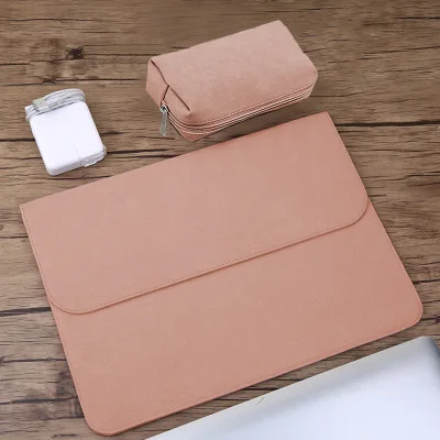 Матовая PU водонепроницаемая сумка для ноутбука 14 15,6 для Macbook Xiaomi Air 13 Чехол 11 12 Новинка pro 15 сумки для женщин и мужчин чехол - Цвет: Set pink