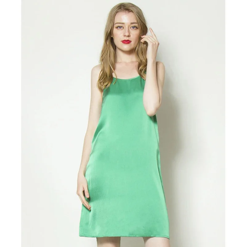 PL8616-GREEN 100% silk dress summer2019
