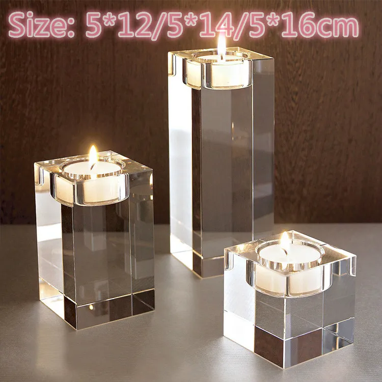 

3pcs A Set Of Size: 5*12/5*14/5*16cm Crystal Decorative Candle Room Decorations Wedding Gifts