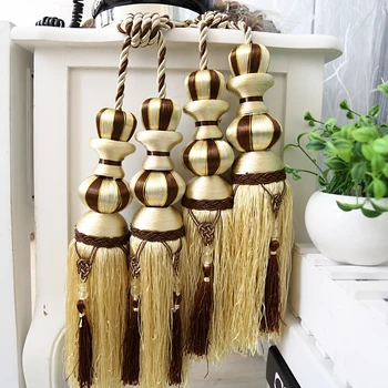 

New a pair of high-end Chinese money double ball sitting room bedroom curtains hung/ball/lob