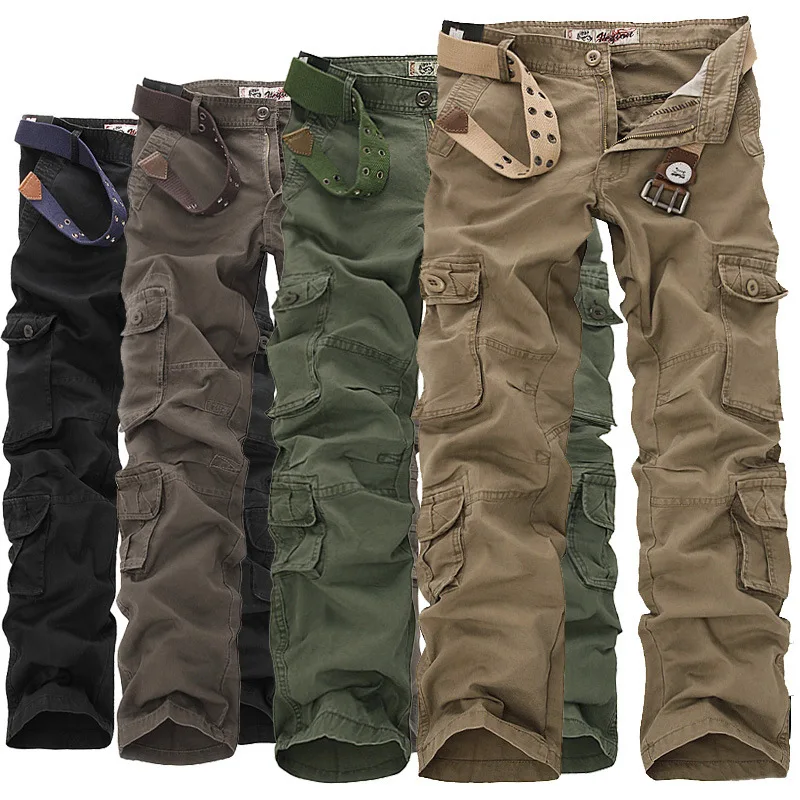 

2019 Brand Men's Fashion Multi-Pocket Solid Mens Cargo Pants High Quality Casual Loose Workout Men Military Trousers Size 28-40