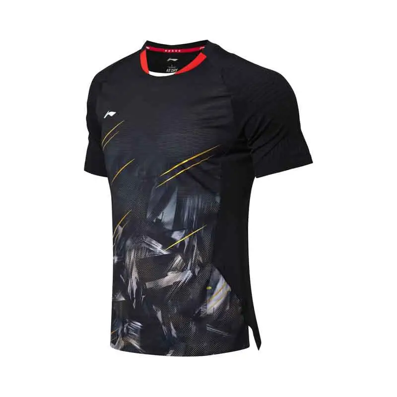 Li-Ning мужские футболки для бадминтона на сухой у-бактерии на статическом комфорте соревнования Топ подкладка спортивные футболки AAYN305 COND18 - Цвет: AAYN305-3H