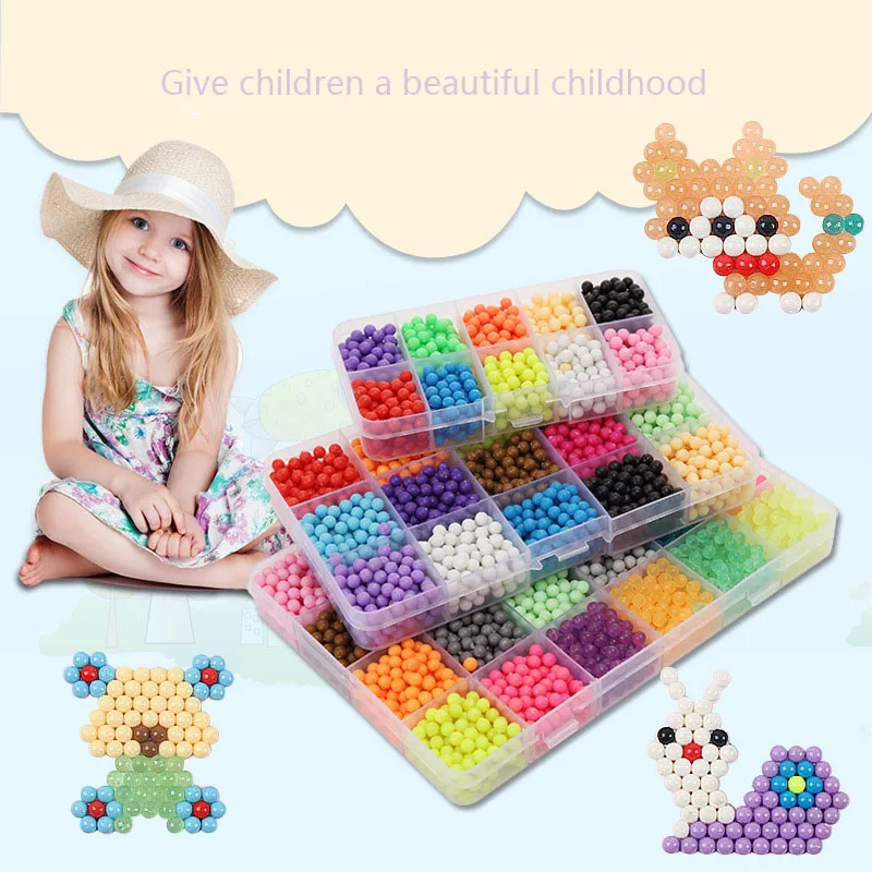 Replenishment Pack 24 Color 3D Jigsaw Puzzle Aquabeads Magic Aquarium Aquarium Bead Children s Jigsaw Puzzle