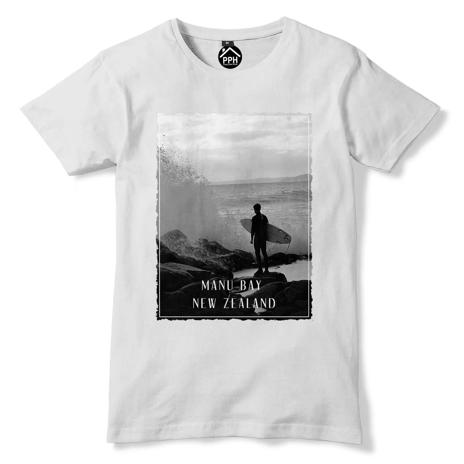 

Manu Bay New Zealand T Shirt Surfer Board Mens Top Famous Surfinger T Shirt Sleeve T-Shirt Summer Men Tee Tops Clothing