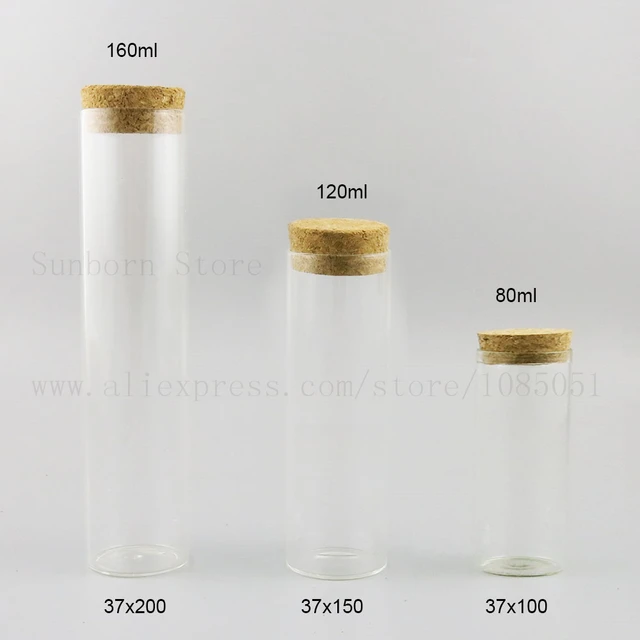 TAI DIAN 37x120x27mm 90ml Big Glass Jars Corks Bottles Gift Transparent  Glass Vials Jars Wholesale Glass Bottles 50pcs/lot (50, 90ml-37x120x27mm)