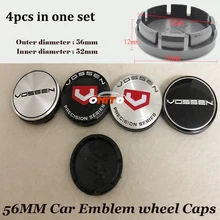 4 pçs/set de 56mm de 2.20 polegadas ABS Carro Adesivos de carro Etiqueta do Carro Do emblema Do emblema Da Roda hub Caps-styling para Vossen logotipo emblema