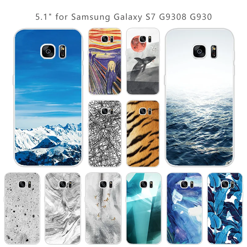 5.1&quot for Samsung Galaxy S7 G9308 G930 Transpanret Silicone Landscape Phone Case Ultrathin TPU Shell Coque |