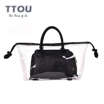 

Summer Fashion Transparent Bag for Women Candy Color Clear Composite Handbag Casual Shell Shoulder Messenger Crossbody Bag Beach