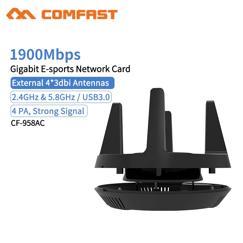 Беспроводной USB3.0 WiFi Gigabit 1900 Мбит/с Wi fi Антенна ПК сетевая карта двухдиапазонный wifi 5 ГГц адаптер Lan USB Ethernet приемник AC Wi-fi