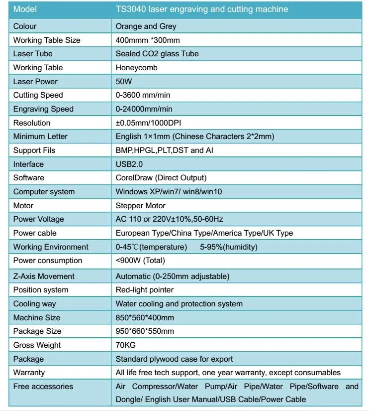 4030 лазерная резка, гравировальный станок 50 Вт трубка сотовый стол вверх и вниз система подъема Поддержка Coreldraw лазерное положение