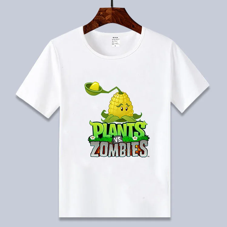 Детские футболки Одежда для мальчиков «Растения против Зомби» Одежда для мальчиков с персонажами из мультфильмов Детская Хлопковая футболка с круглым вырезом летние топы