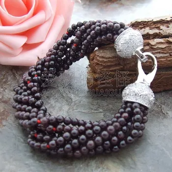 

B021212 8'' 8 Strands Round Garnet Bracelet
