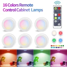 Датчик касания с регулируемой яркостью RGB, 16 цветов светодиодный светильник под шкаф пульт дистанционного управления Ночной свет вечерние бар освещение Декор шкаф лампа