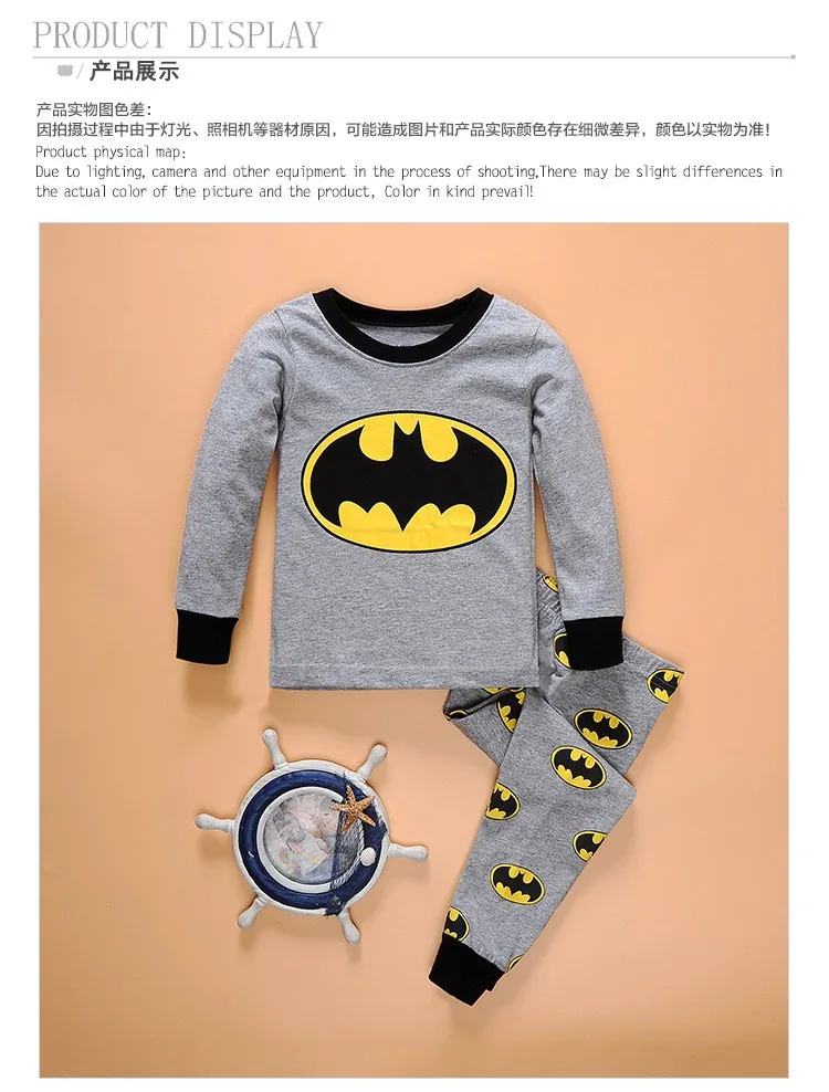 Детские пижамы с рисунком Бэтмена для детей 2-6 лет комплекты одежды высокого качества для маленьких мальчиков пальто+ штаны детская одежда для отдыха
