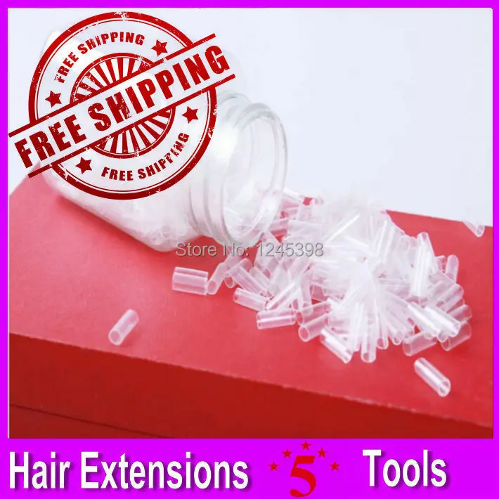 10 bottles 10000pcs Shrinkable Tube With Silicone / Black & White Transparent / Hair Extension Tools