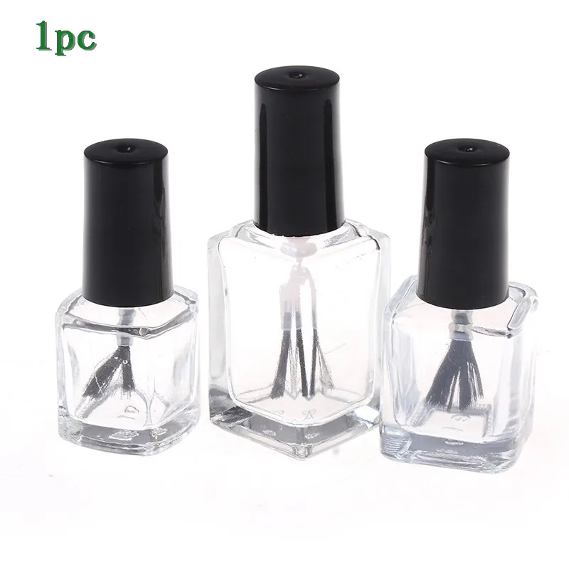 1pc 5ml/10ml/15ml Empty With Lid Brush Cosmetic Containers Nail Glass Bottles with Brush Transparent Glass Nail Polish Bottle