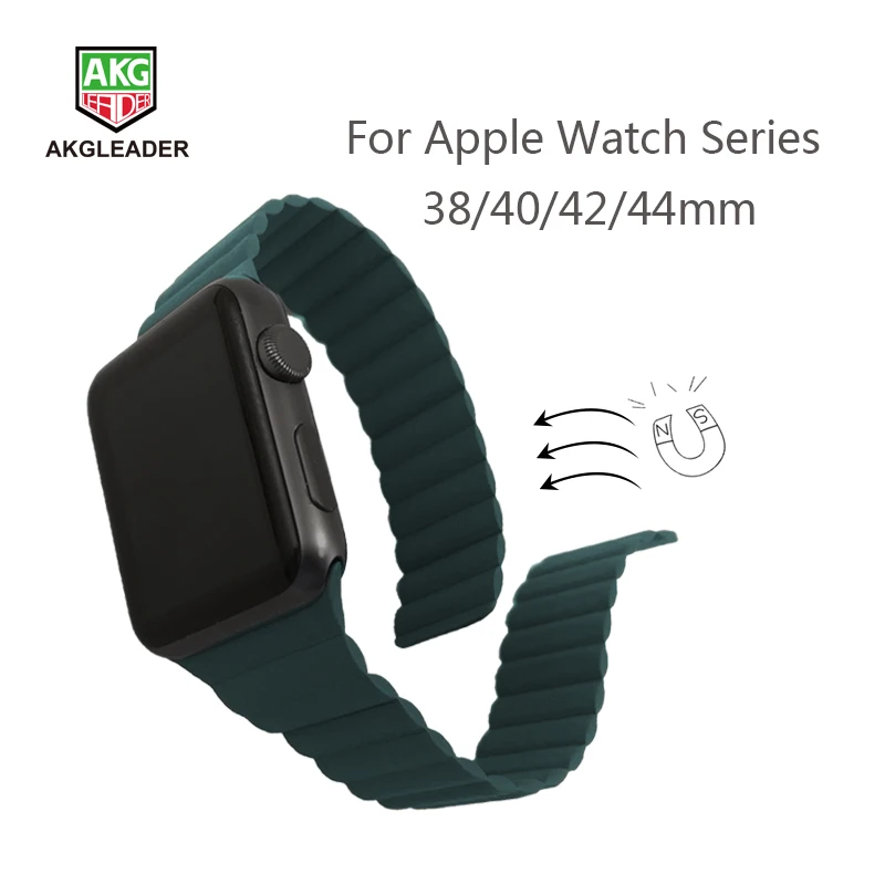 Ремешок кожаный для Apple Watch 6 новейший браслет с двойной магнитной застежкой Series 5 4