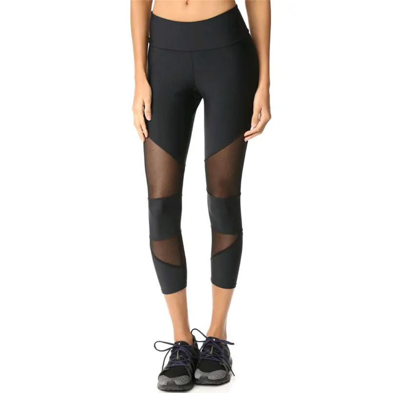 

Patchwork Mesh Yoga Leggings Fitness Sports Pants Sexy Skinny Sport Yoga Pants Women Skinny Women Workout Leggings #F40ST26