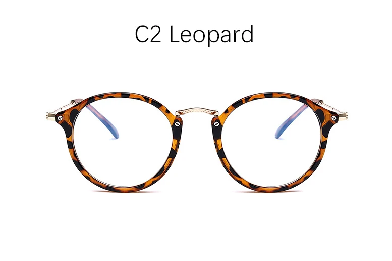 C2 Leopard Синий светильник, очки, оправа Очки для работы за компьютером, круглые прозрачные женские очки, оправа, оптические оправы - Цвет оправы: C2 Leopard