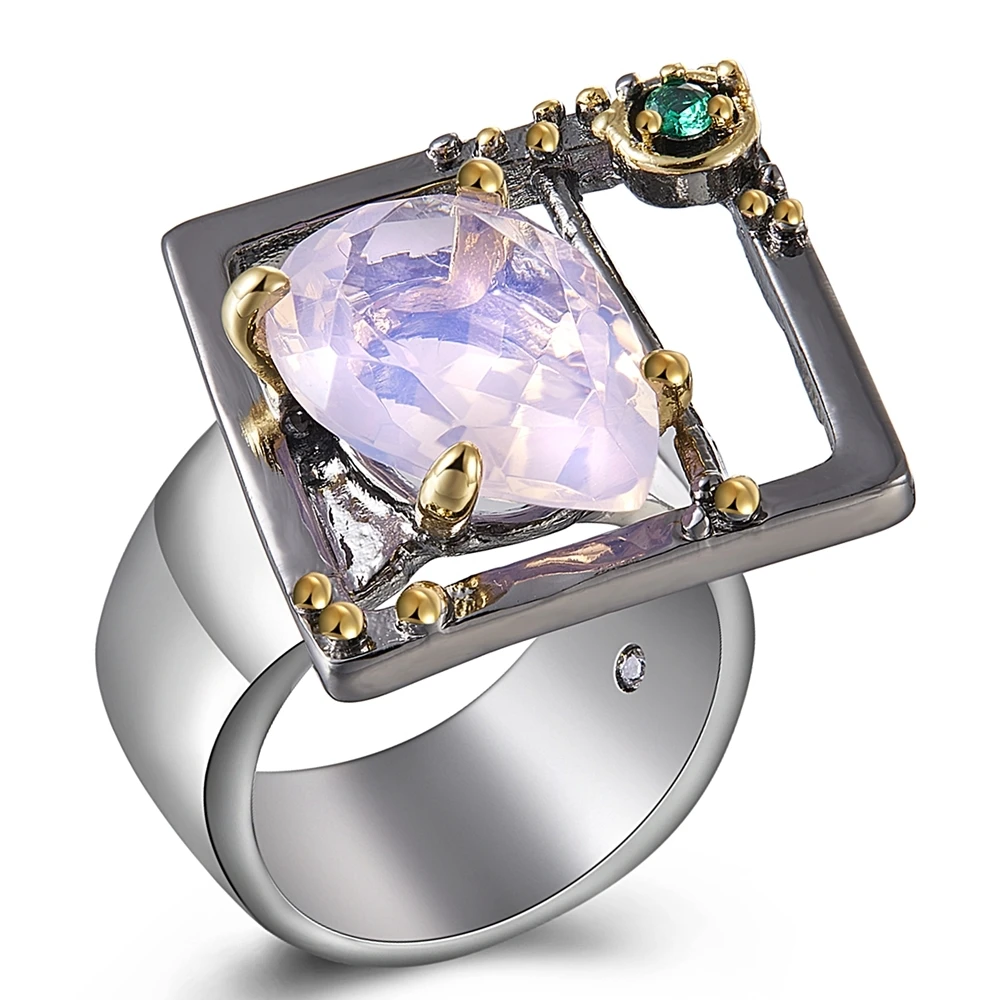 

High Quality Big Pink Stone Ring Lead Free Setting with AAA Cubic Zirconia Big Party rings Free shipping