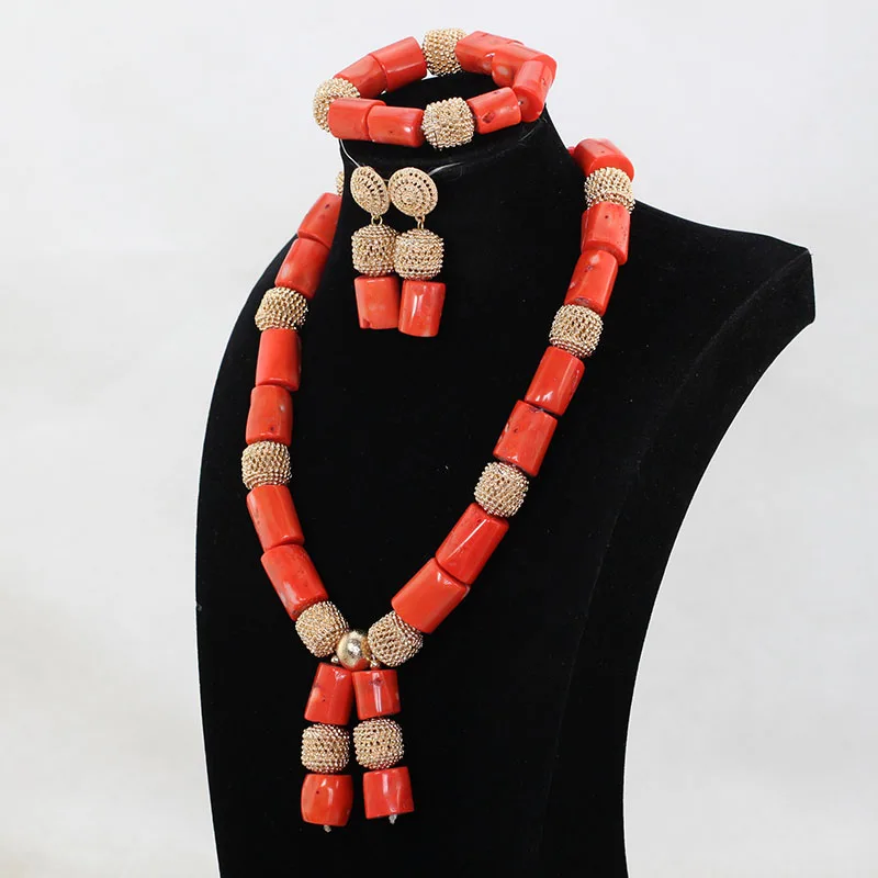 Простой комплект украшений из коралловых бусин, ожерелье из натурального коралла, серьги, браслет, набор винно-красных свадебных бусин, ювелирное изделие, новинка CNR688