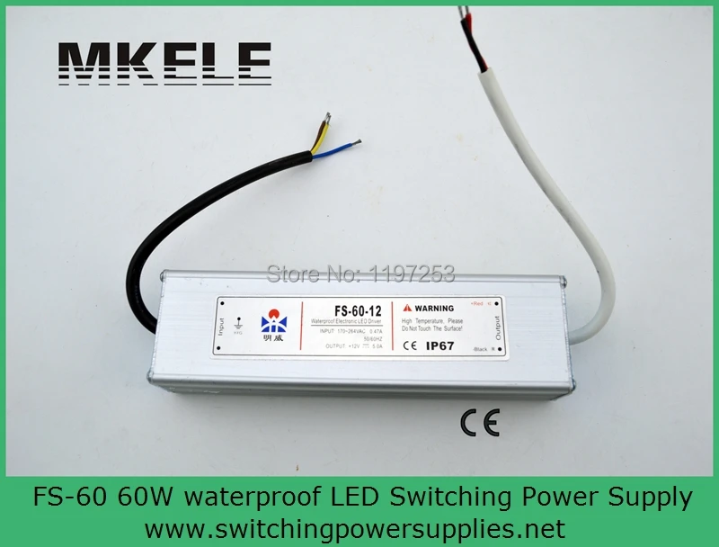 

FS-60-5 professional single output led 60W ac220 to dc 5V 12A led waterproof power supply with CE certification