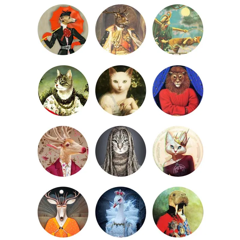 

10mm 12mm 14mm 16mm 20mm 25mm 330 12pcs/lot Animals Mix Round Glass Cabochons Jewelry Findings 18mm Snap Button Charm Bracelet