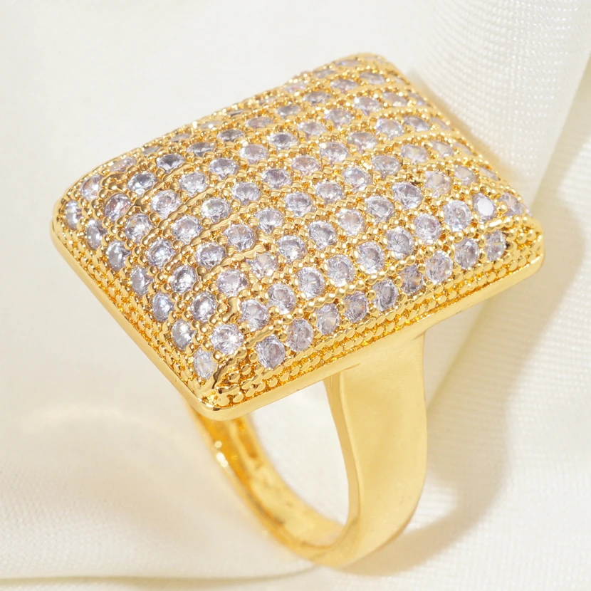 

Trendy Gold Shiny Cubic Zircon Finger Rings for Women Geometric Wedding Party Dubai Jewelry Gift Dropshipping