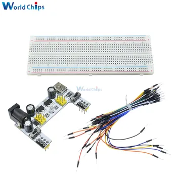 

3.3V/5V MB102 Breadboard power module+MB-102 830 points Solderless Prototype Bread board kit +65 Flexible jumper wires diymore