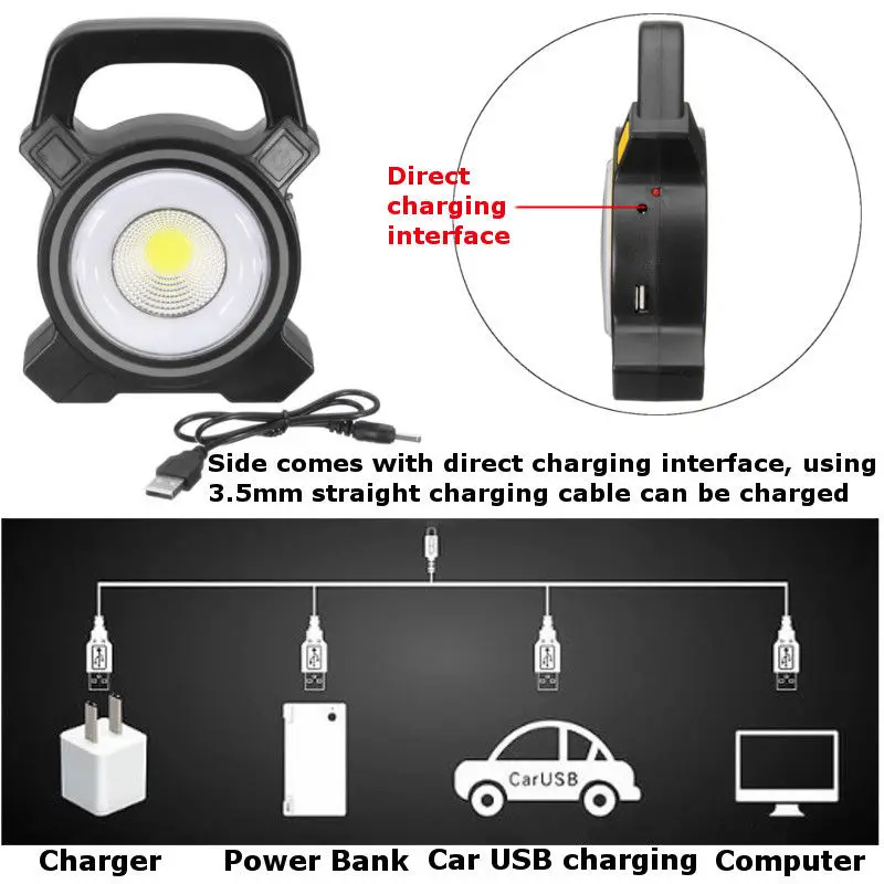1set DC5V 30W Portable LED COB Spot Rechargeable Flood Light Outdoor Lecture Lamp