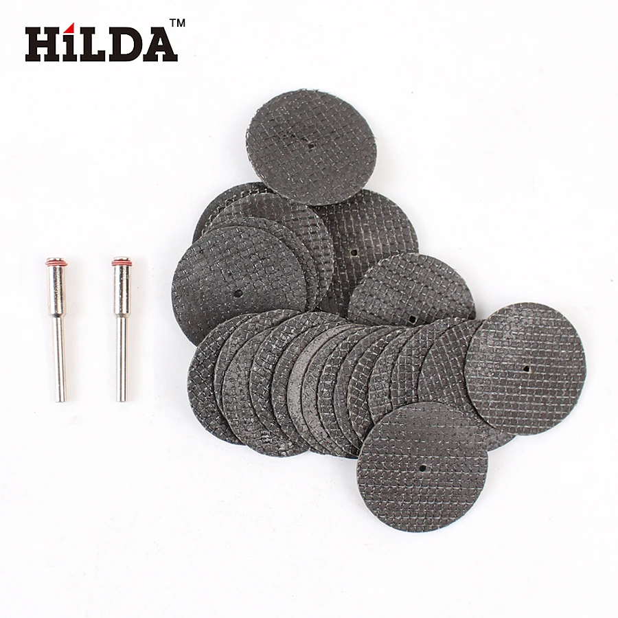  HILDA 25pcs Fiberglass Reinforced Cut Off Wheel Disc w/ 2 Mandrel 1/8